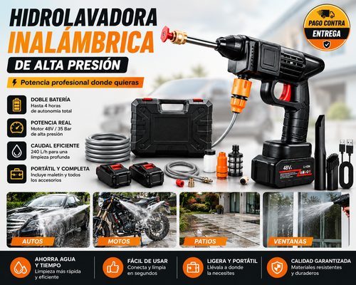 HIDROLAVADORA INALÁMBRICA DE ALTA PRESIÓN + DOBLE BATERÍA